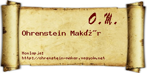 Ohrenstein Makár névjegykártya